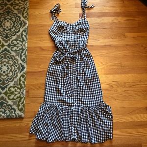 J Crew Gingham Button Front Midi Dress size 0